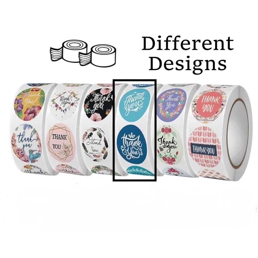 Thank You Sticker Roll (500) Solid Colors